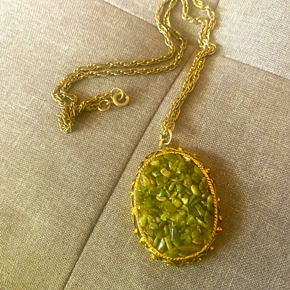 Vintage Crushed Jade Necklace — 1970s